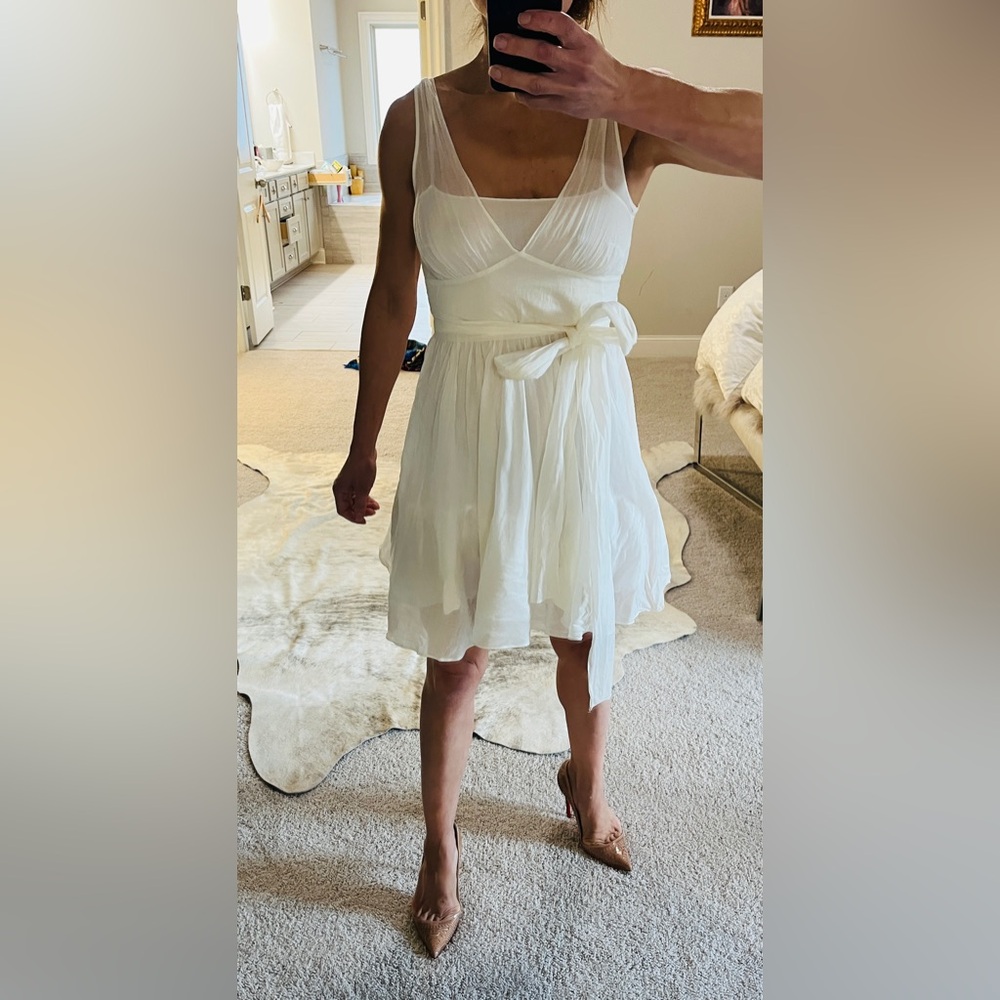 Banana Republic White Sleeveless Mini Dress